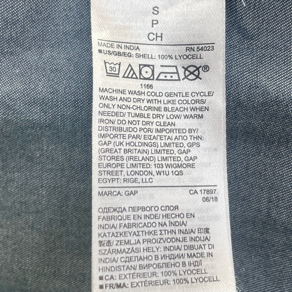 Denim Off The Shoulder Blouse Bare Shoulder Dress Blue Jean Top Gap Size Small - Picture 11 of 16